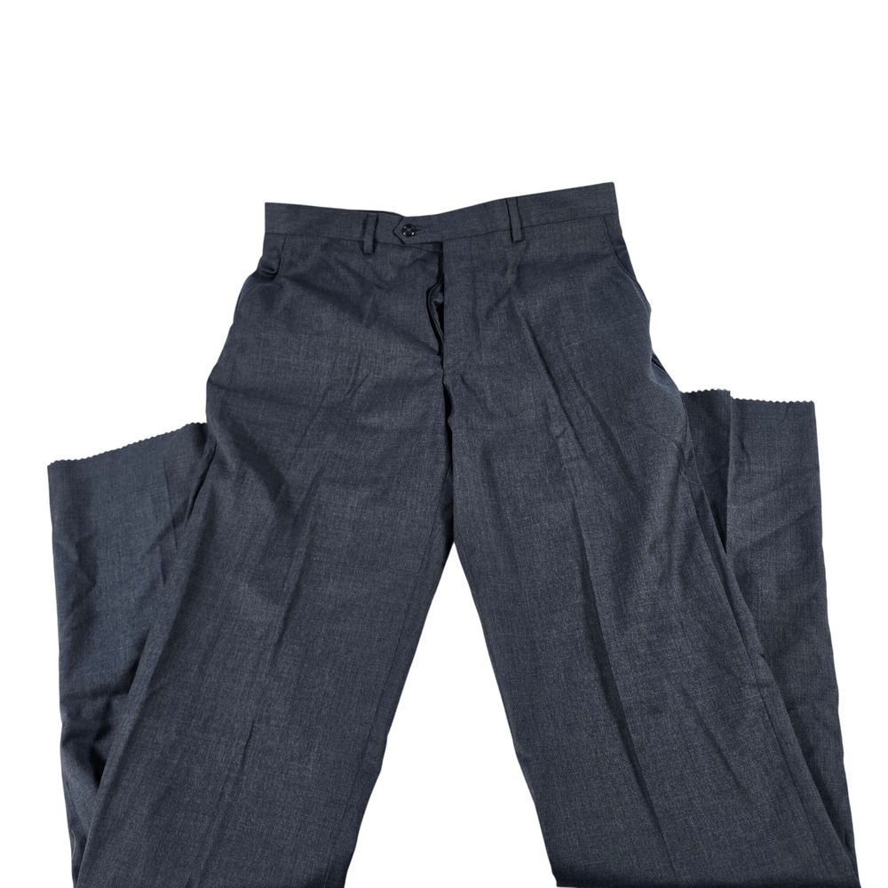 Jos A Bank Signature Collection Mens 33 Reg Grey Blue Wool Gabardine Pants NEW